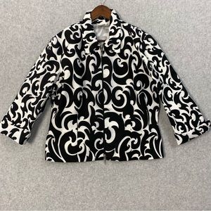 Joseph Ribkoff Full Zip Lightweight Jacket Womens Size 16 Black White Printed